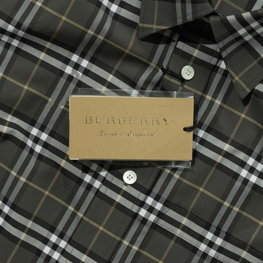 Burberry Grey George Shirt for Men | Classic Luxury Cotton Dress Shirt | Perfect for Business, Office & Formal Occasions