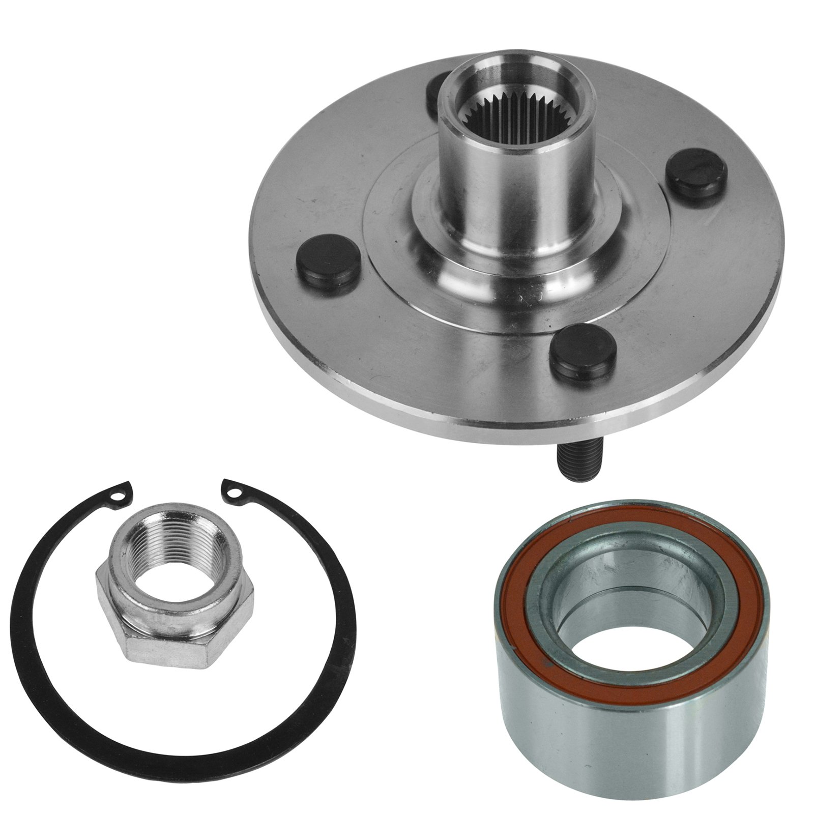 TRQ Front Wheel Bearing Kit with Ceramic Brake Pads & Performance Rotors - Complete Replacement Set with Lubricants for Smooth Driving & Enhanced Braking Performance | Perfect for Daily Commutes, Highway Driving & Performance Upgrades
