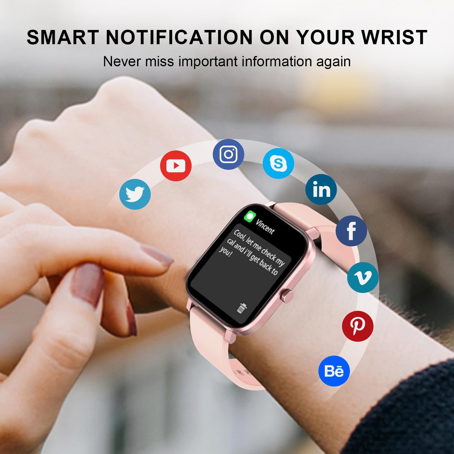 Smart Watch for Women - Fitness Tracker with Heart Rate & Sleep Monitor, Step Counter, Waterproof Smartwatch Compatible with Android/iOS - Perfect for Workouts, Running, Swimming & Daily Activity Tracking