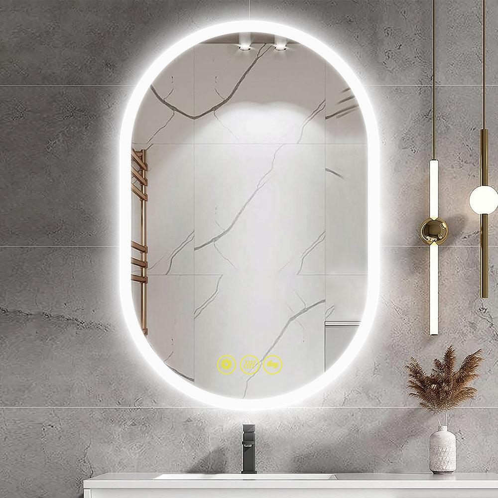 BrightView Oval Frameless LED Anti-Fog Dimmable Bathroom Vanity Mirror - Perfect for Makeup, Shaving & Home Decor