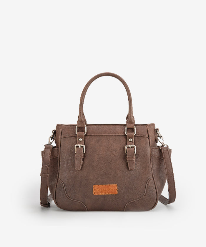 Wrangler Genuine Leather Buckle Tote Bag for Women - Stylish & Durable Handbag for Work, Travel & Everyday Use