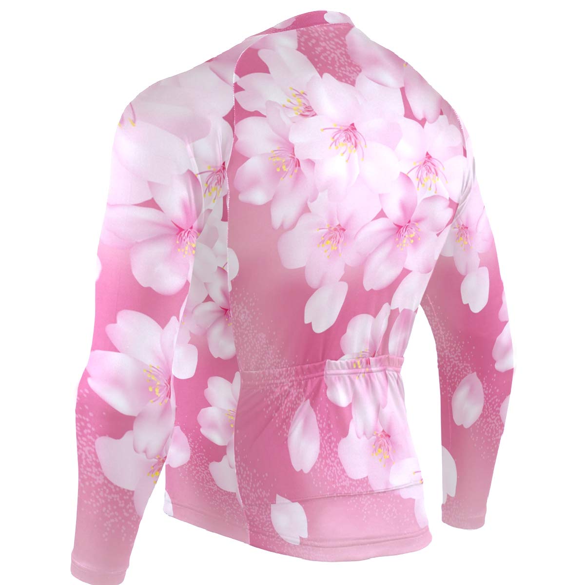 **Japanese Cherry Blossom Men's Cycling Jersey - Long Sleeve Bike Jacket for Road & Mountain Biking - Breathable & UV Protection for Outdoor Sports**