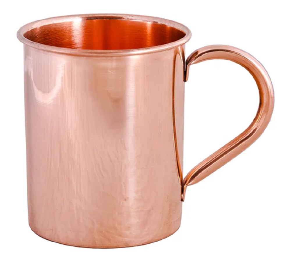 Handcrafted 100% Pure Solid Copper Moscow Mule Mugs - Smooth Finish, Raw Copper Interior & Riveted Handle - Premium 16oz Copper Cups for Cocktails, Parties & Home Bar Decor