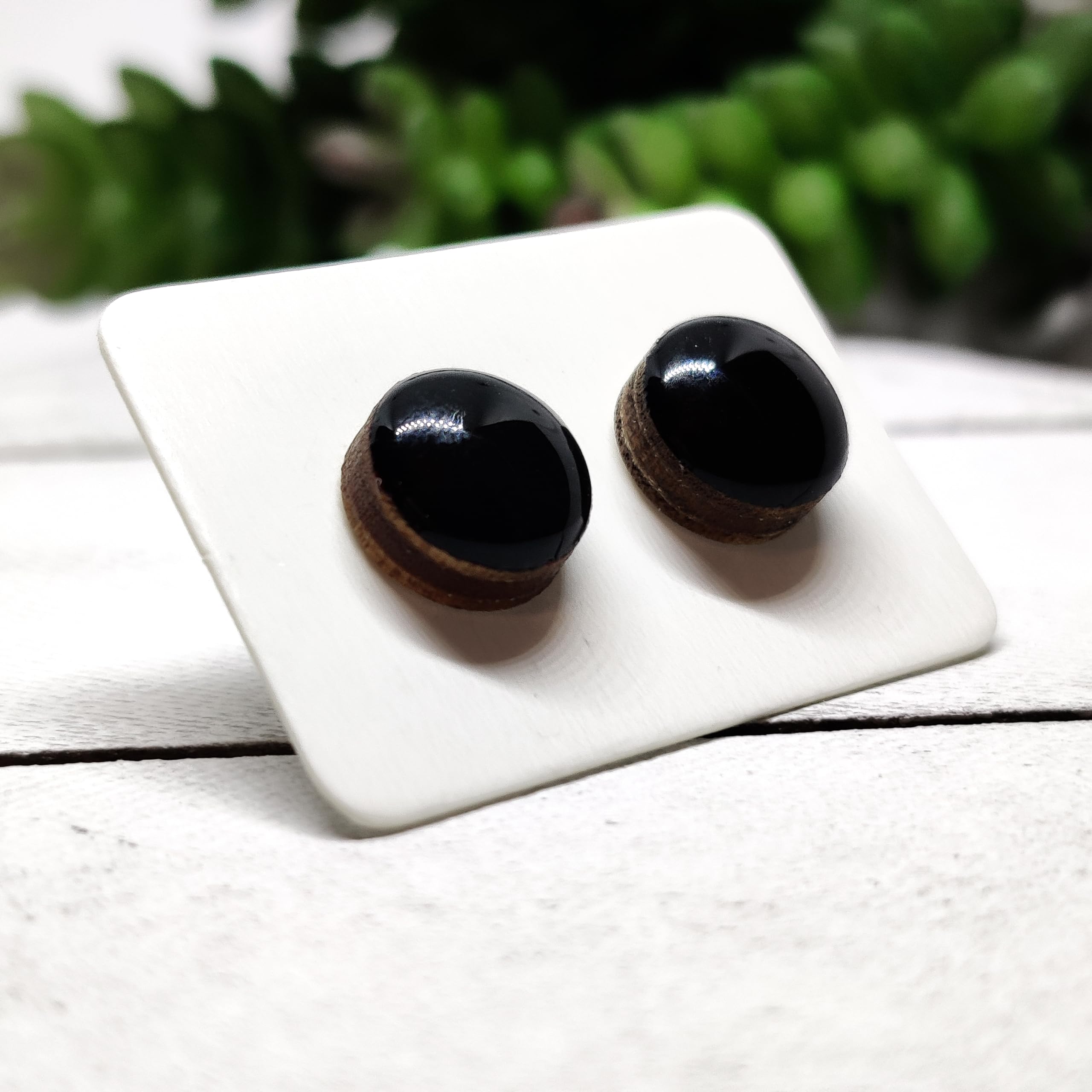Black Stainless Steel Stud Earrings for Women & Men - 10mm Round Hypoallergenic Earrings for Sensitive Ears - Handmade Color Dot Studs - Perfect for Everyday Wear, Gifts & Special Occasions