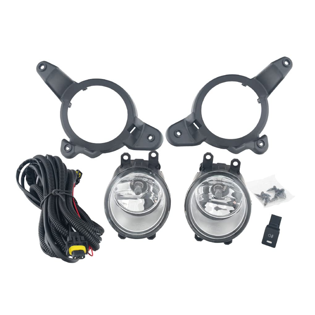 2018-2019 Toyota C-HR Fog Light Replacement Kit - Complete Assembly with Bezel, Switch & Wiring Harness (Halogen) - Left & Right Side - Perfect for Night Driving & Bad Weather Visibility