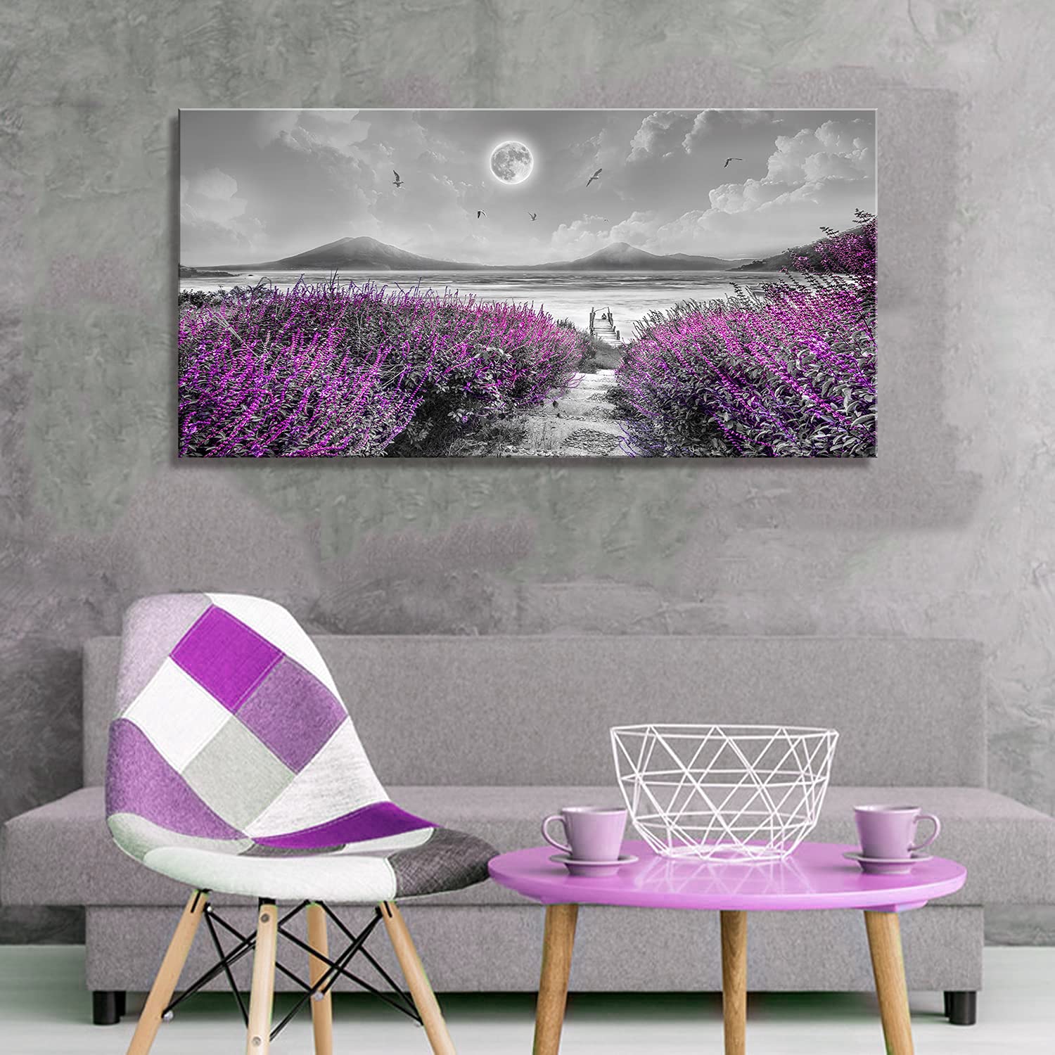 Lavender Ocean Beach Wall Art - Large 30