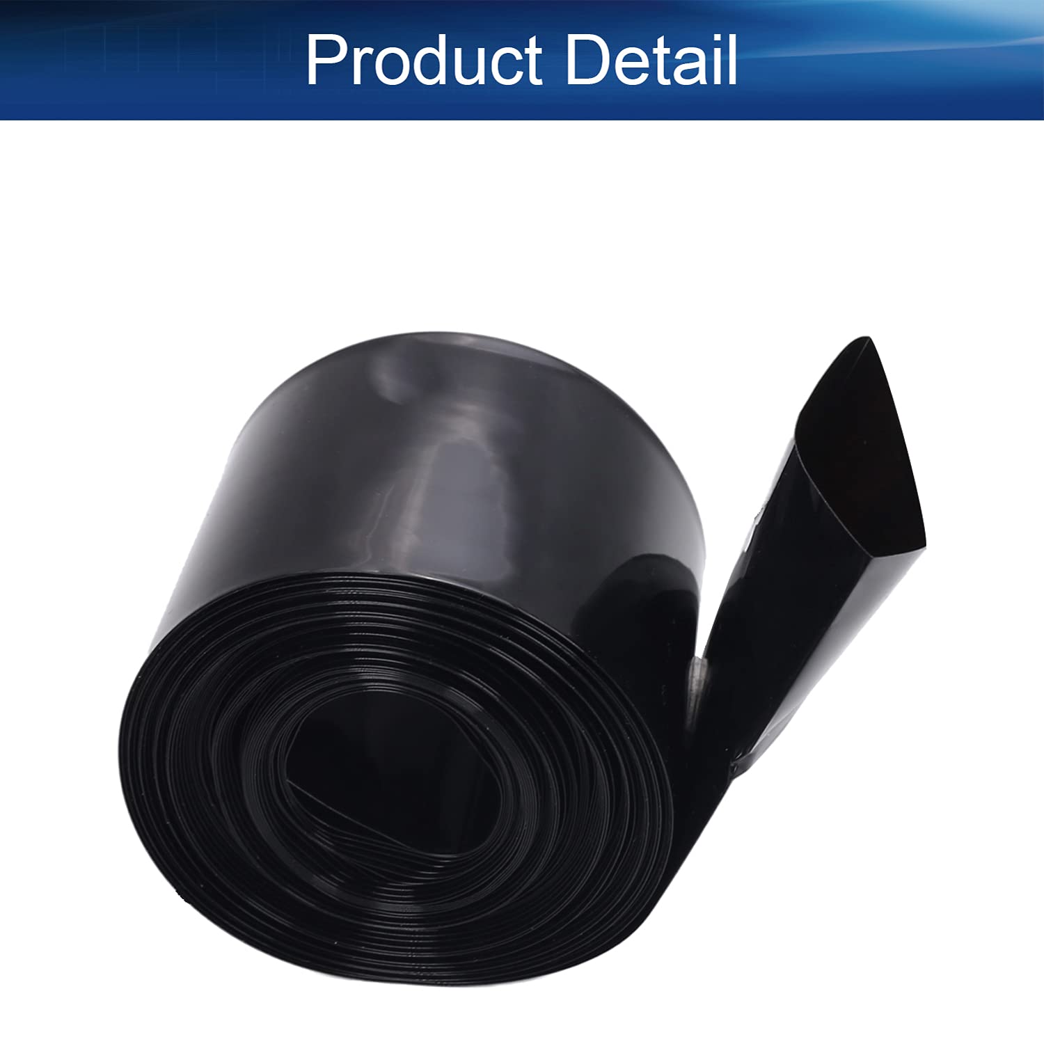 Auniwaig 60mm x 10m PVC Heat Shrink Tubing for Battery Packs - Black Power Cable Sleeve for DIY, Electronics, and Automotive Wiring Protection
