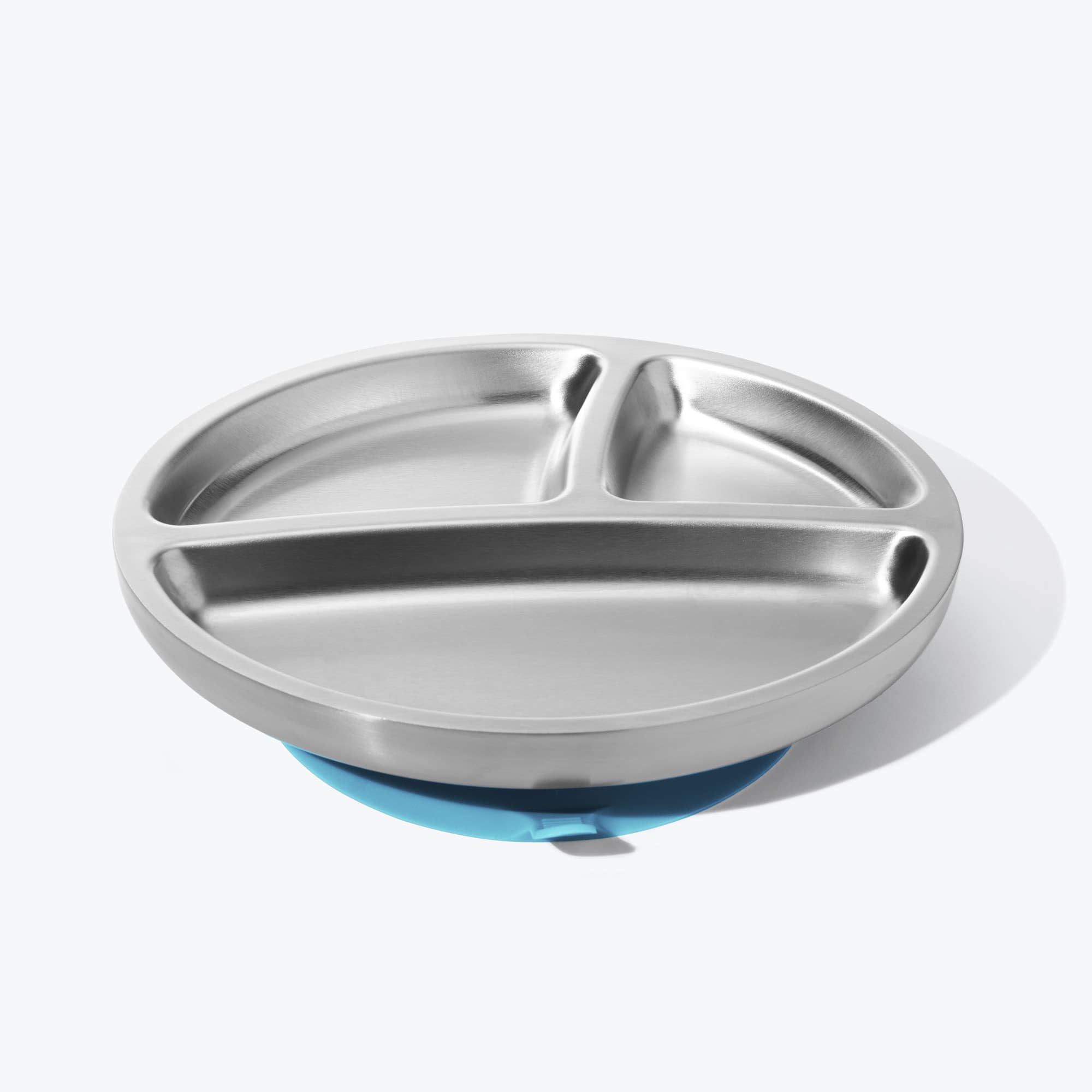 Avanchy Stainless Steel Toddler Plate with Suction - BPA-Free, Eco-Friendly Baby Feeding Dish for Kids 6-24 Months - Perfect for Highchair, Travel & Mess-Free Mealtime (Blue)