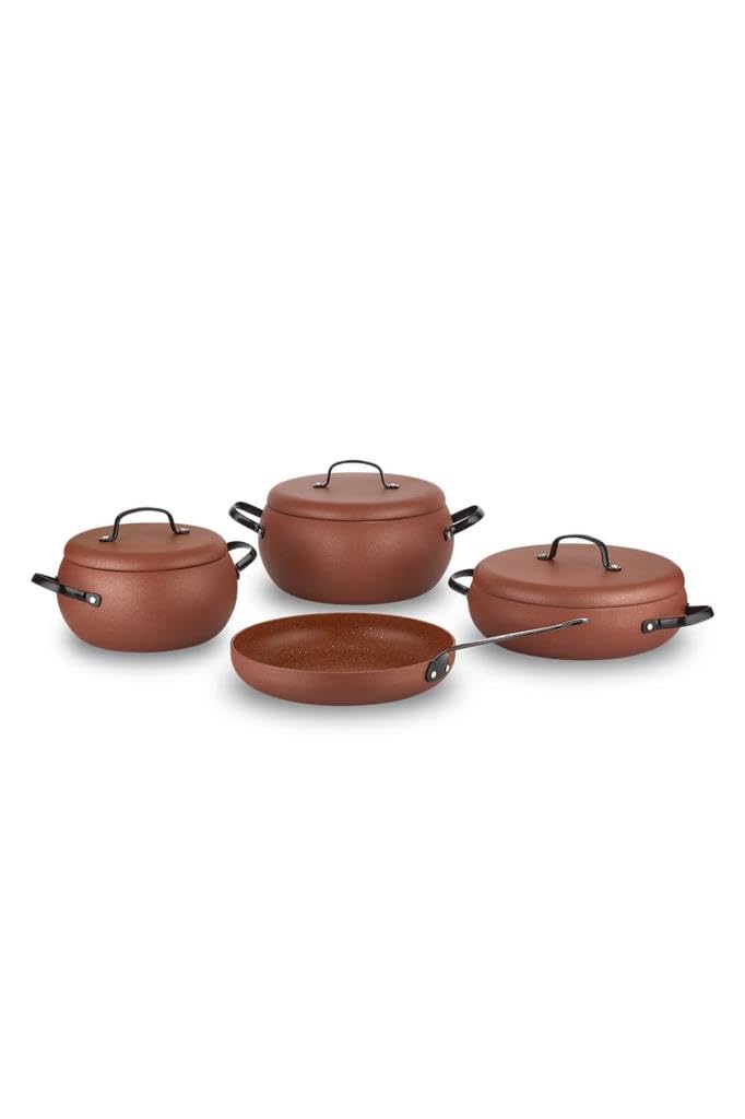 Korkmaz A2657 7-Piece Nonstick Cookware Set - Pots & Pans, Easy to Clean, Scratch Resistant for Daily Cooking & Family Meals