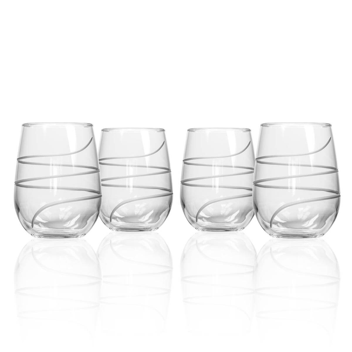 Twist 17oz Stemless Wine Glasses Set of 4 - Shatterproof & Stylish for Indoor/Outdoor Parties, Picnics, and Dinner Gatherings