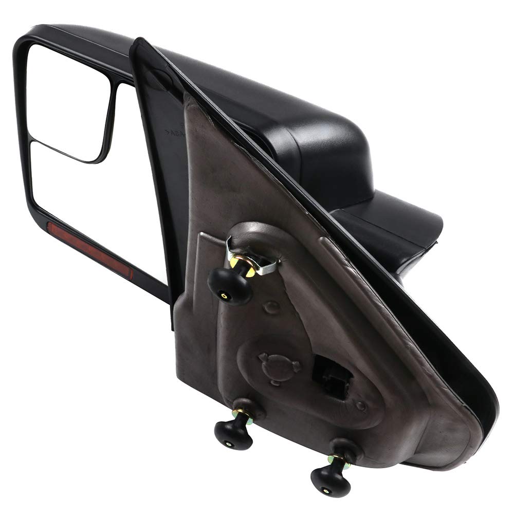LUJUNTEC Power Adjustable Heated Towing Mirrors with Turn Signal & Puddle Light - Compatible with 2004-2014 Ford F-150 Pickup Truck - Black Housing (Driver & Passenger Side) - Perfect for Towing, Off-Roading & Night Driving