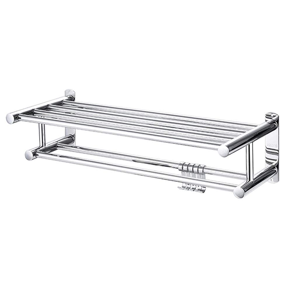 GUOJM 60cm Double Towel Rail - 304 Stainless Steel Wall Mounted Bathroom Towel Holder for Kitchen & Bath - Rustproof Durable Towel Rack for Hand, Bath & Kitchen Towels - Perfect for Small Spaces & Modern Home Decor