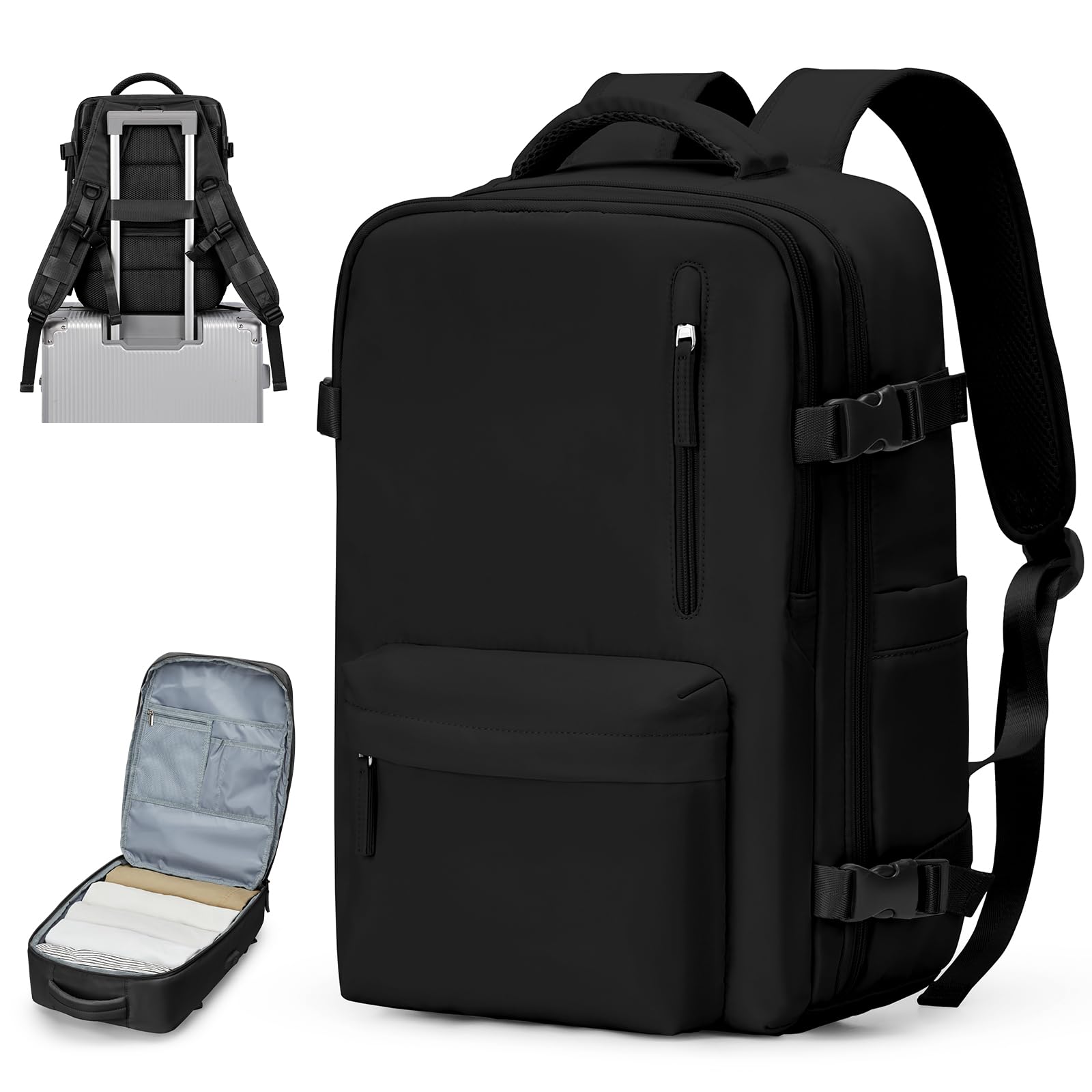 TSA Approved Underseat Carry-On Backpack for Women - 14 Inch Laptop Travel Backpack, Airplane Personal Item Cabin Bag for Business & Casual Work (J3-Black) | Perfect for Business Trips, Commuting & Weekend Getaways