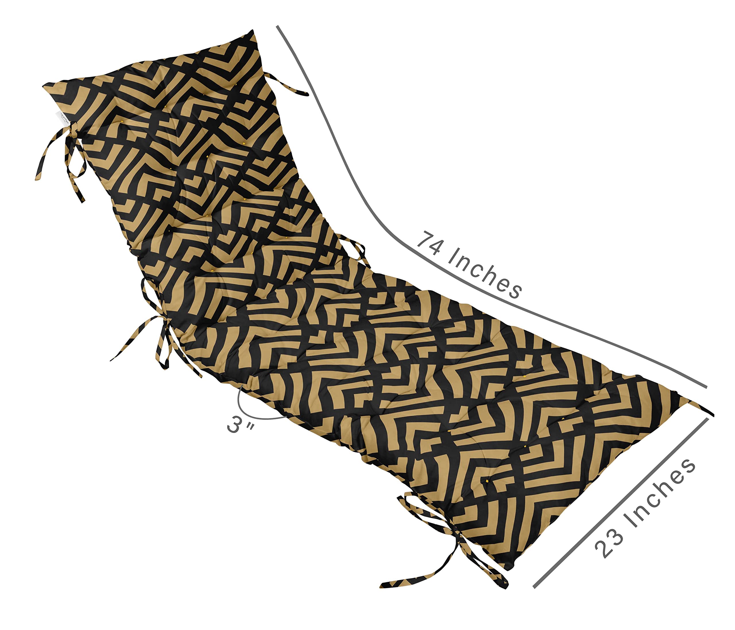 Quilted Thick Padded Seat Cushion for Rocking Chair, Sofa & Recliner - 74 x 23 Inches with Secure Ties - Yellow Outdoor Garden Bench Cushion - Perfect for Patio, Terrace & Sunroom Relaxation