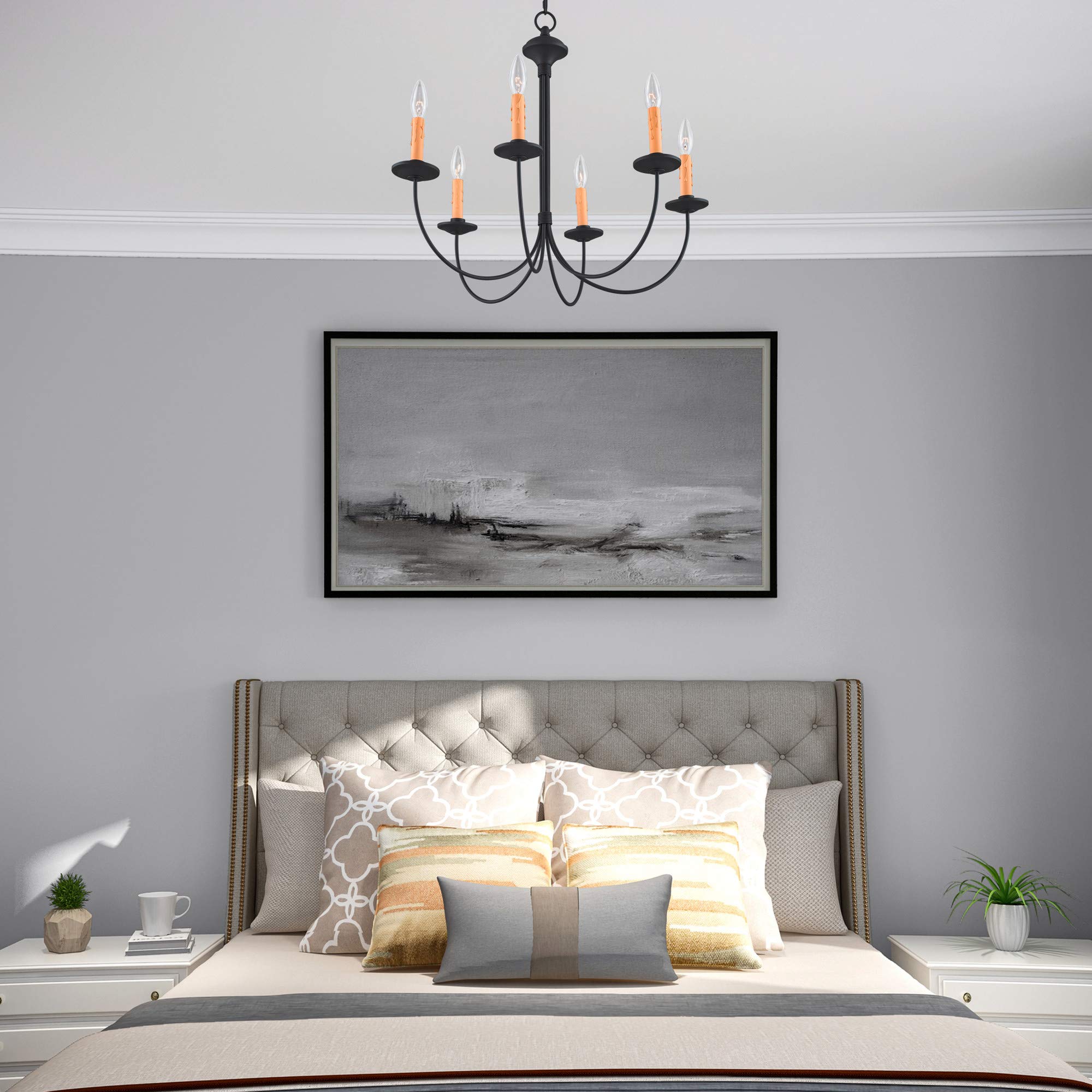 Livex Lighting 4456-04 Heritage 6-Light Black Chandelier - Elegant Dining Room & Bedroom Ceiling Fixture for Modern & Traditional Homes
