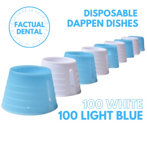 Disposable Dappen Dish 200pcs - Acrylic Mixing Cups for Nail, Tattoo & Dental - White & Light Blue