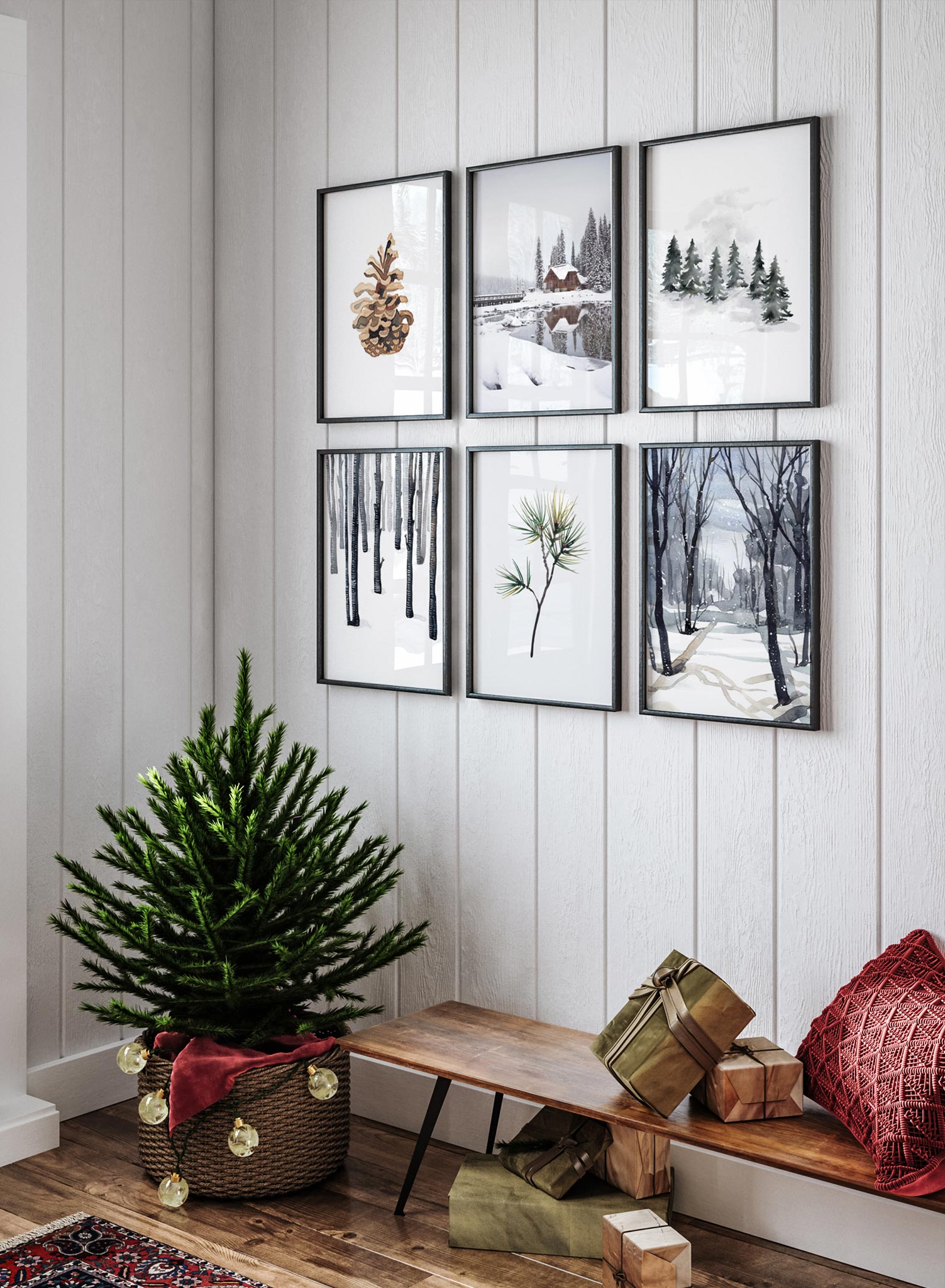 Noel Borealia Christmas Decor Set - Holiday Home Decorations for Tree, Mantel & Table - Festive Winter Wonderland Theme