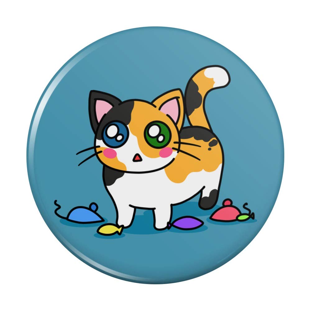 Adorable Calico Kitten Refrigerator Magnet with Cat Toy Design - Perfect for Kitchen Decor, Office Fridge, or Gift for Cat Lovers