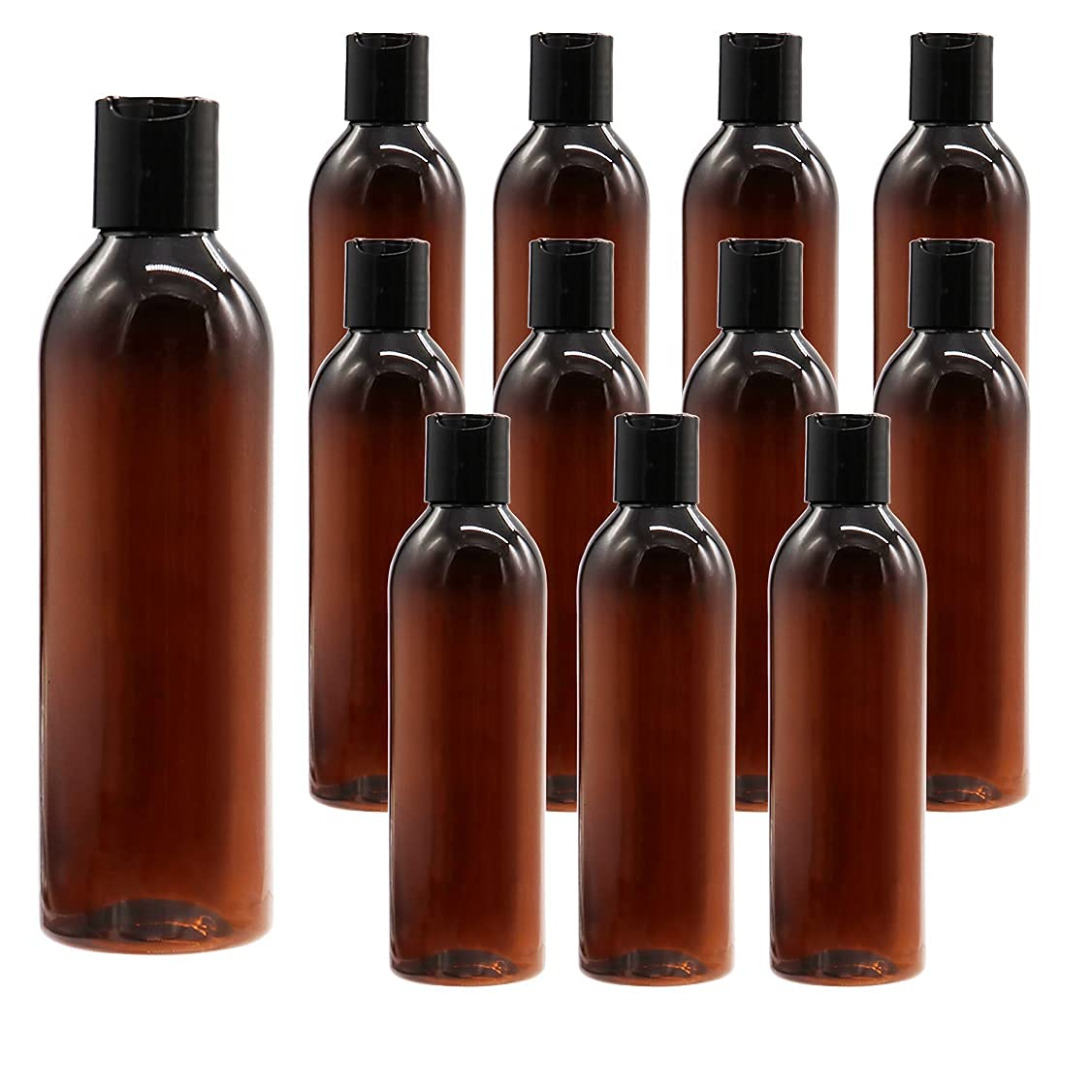 10-Pack 100ml Amber & Clear Plastic Travel Bottles - Leak-Proof Refillable Squeeze Containers with Flip Cap for Toiletries, Shampoo, Oils - Perfect for TSA Carry-On, Gym, Vacation & DIY Beauty Products