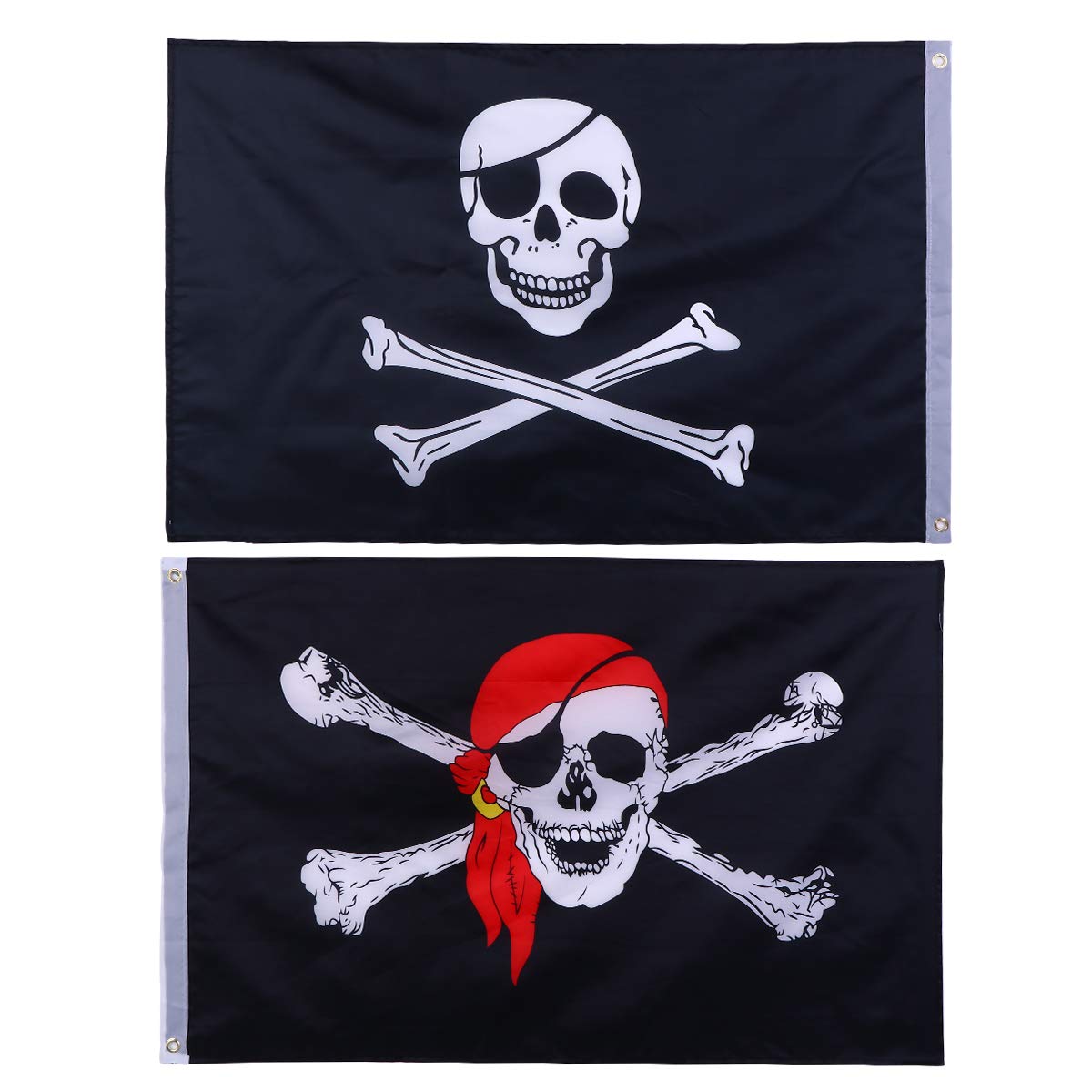 2PCS Halloween Pirate Skull Flags - Spooky Bar & Haunted House Decorations for Halloween Party, Pirate Theme Events and Outdoor Yard Decor