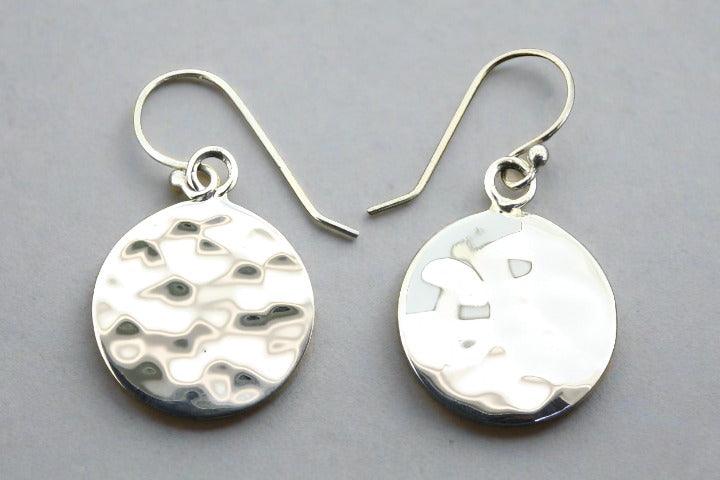 Battered Disc Hook Earrings - Sterling Silver Dangle Earrings for Women - Perfect for Casual Wear, Parties, and Everyday Elegance
