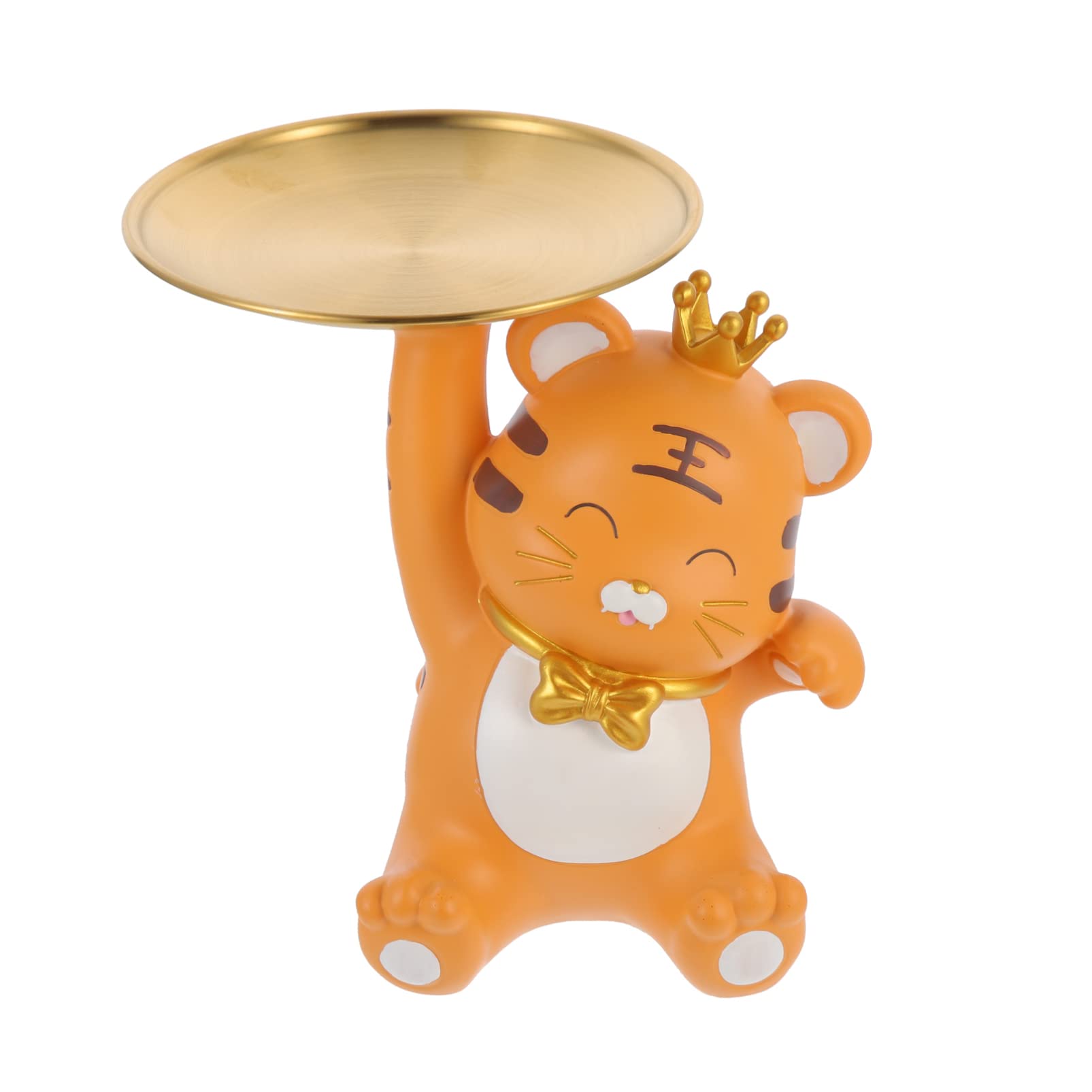 ULTNICE Valet Tray - Tiger Figurine Vanity Organizer with Jewelry Dish & Key Holder for Bathroom Countertop | Stylish Home Decor for Rings, Coins, Watches and Essentials