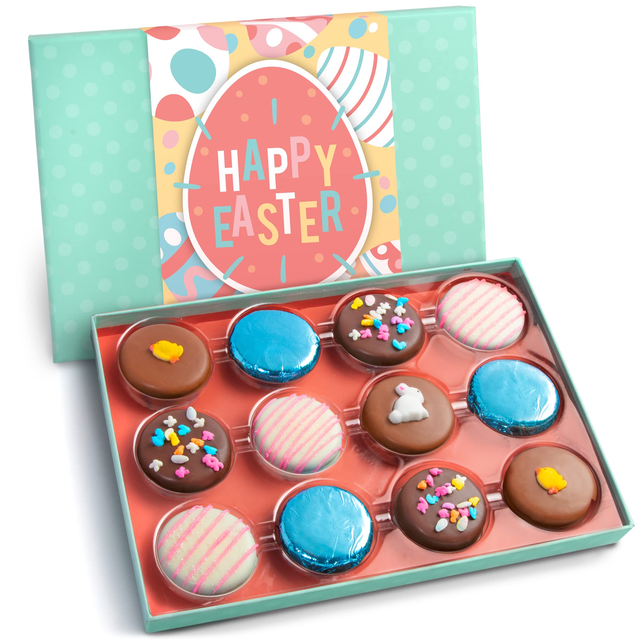 Happy Easter Chocolate Covered Sandwich Cookies by Love Berries - Delicious Holiday Treats for Easter Baskets, Party Favors & Family Gatherings