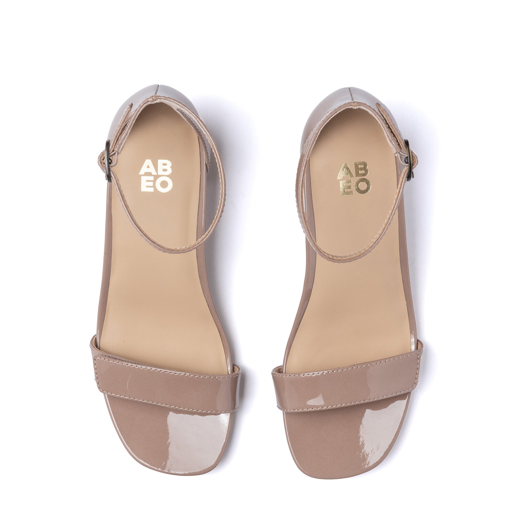 Abeo Avenue Strap Tan Patent Leather Sandals - Comfortable & Stylish for Women, Perfect for Casual Outings & Summer Vacations