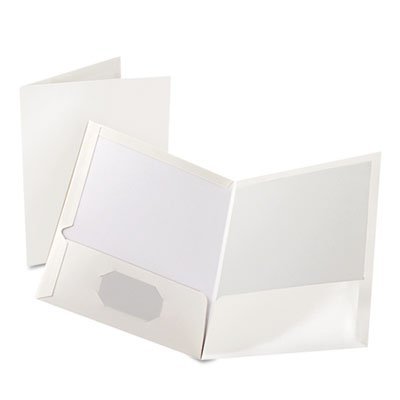 Premium High Gloss Laminated Paperboard Folder - 100 Sheet Capacity - White Office Supplies - 25 Folders per Box - Ideal for Document Organization, School Projects & Business Presentations