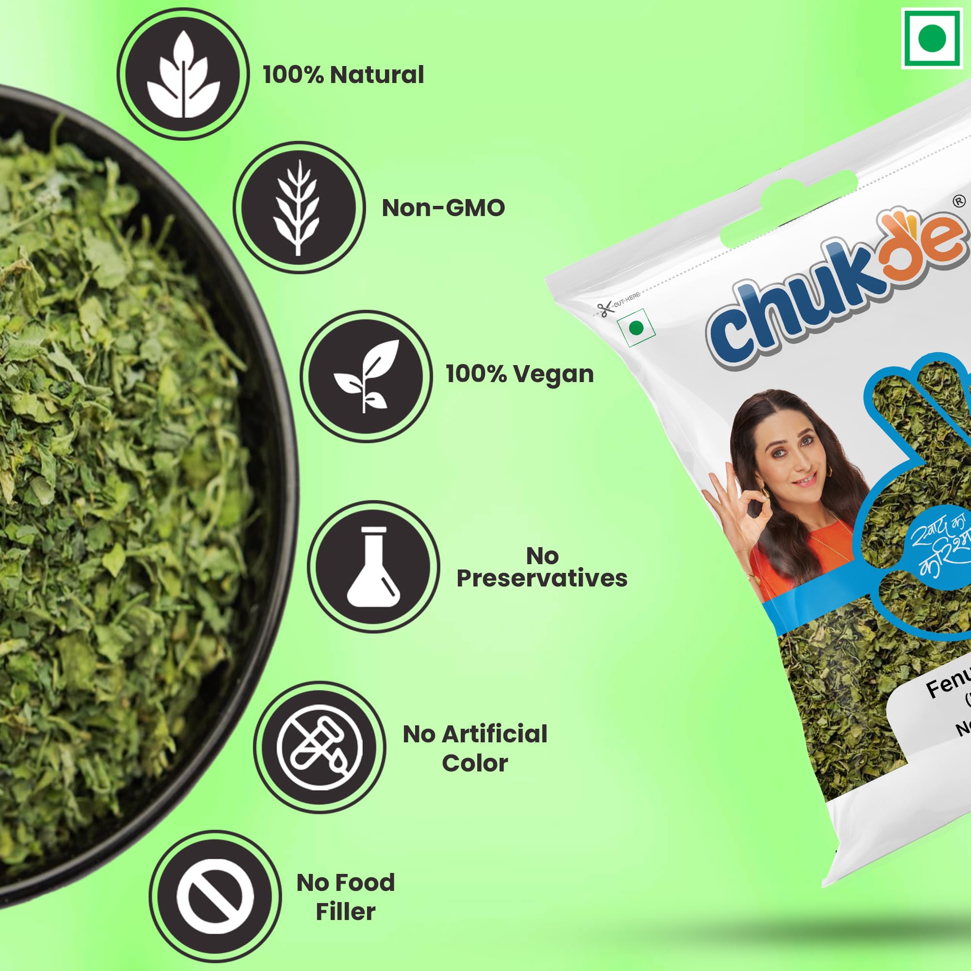 Organic Kasuri Methi (3.52 OZ) - Dried Fenugreek Leaves for Indian Cooking - 100% Natural, No Artificial Colors - Lab Tested & Hygienically Packed - Perfect for Curries, Dals, Parathas & Healthy Teas - 100g Whole Spices