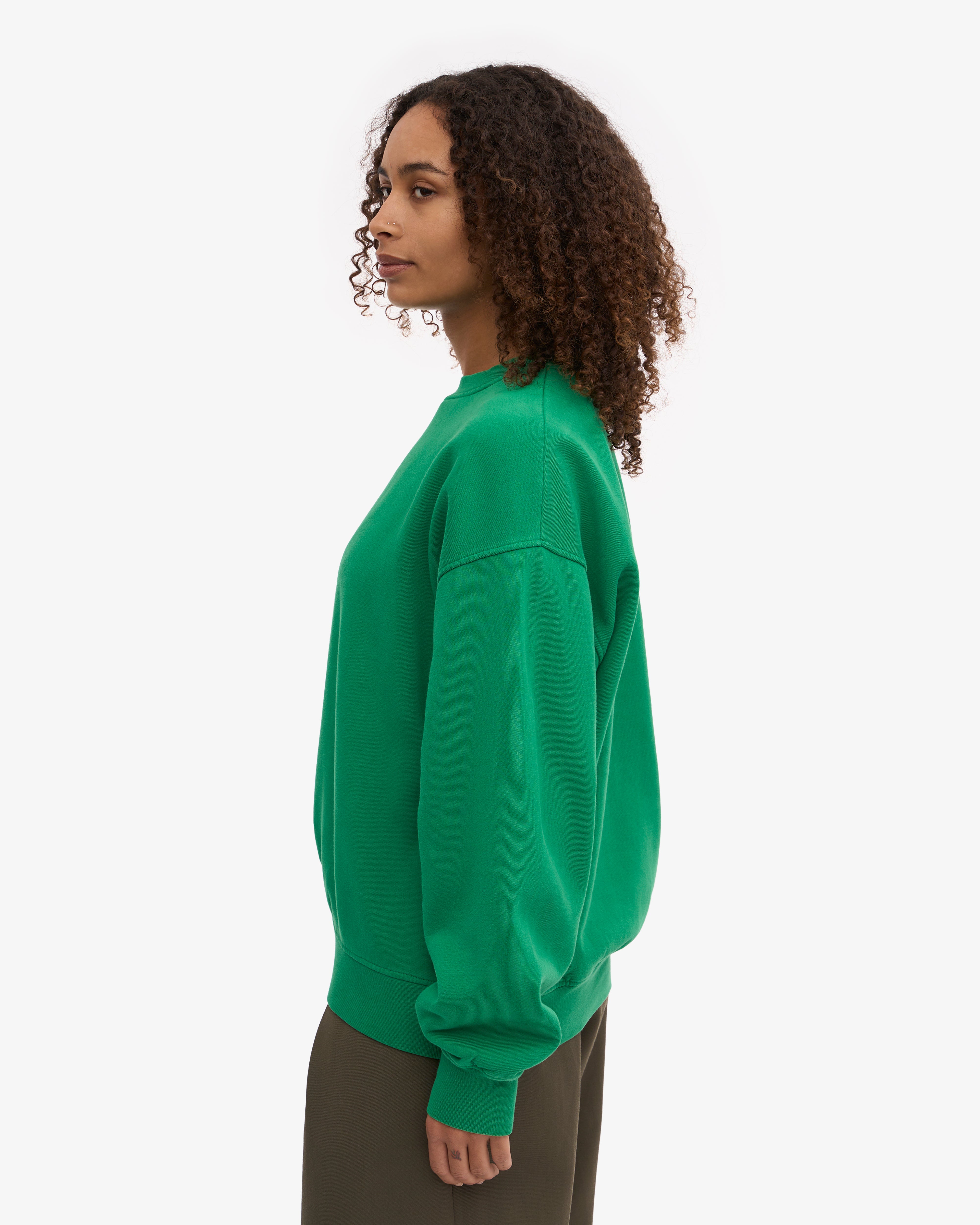 Organic Oversized Crewneck Sweatshirt - Kelly Green - Soft & Comfortable for Women & Men - Perfect for Casual Wear, Loungewear & Street Style