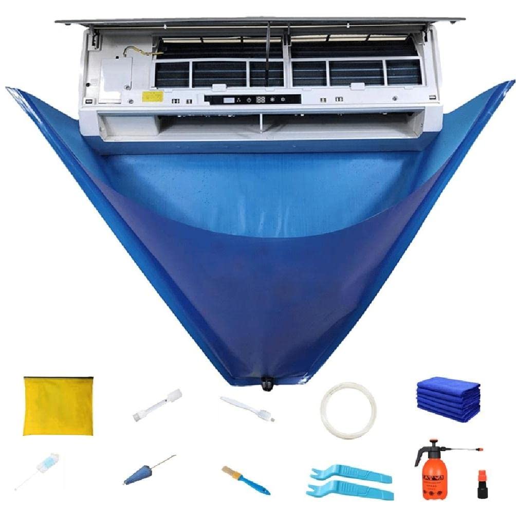 Waterproof Air Conditioner Cleaning Cover Kit with Reusable Dust Protection Washing Bag - Fits 1-1.5P AC Units, Includes Water Pipe - Perfect for Indoor & Outdoor AC Maintenance