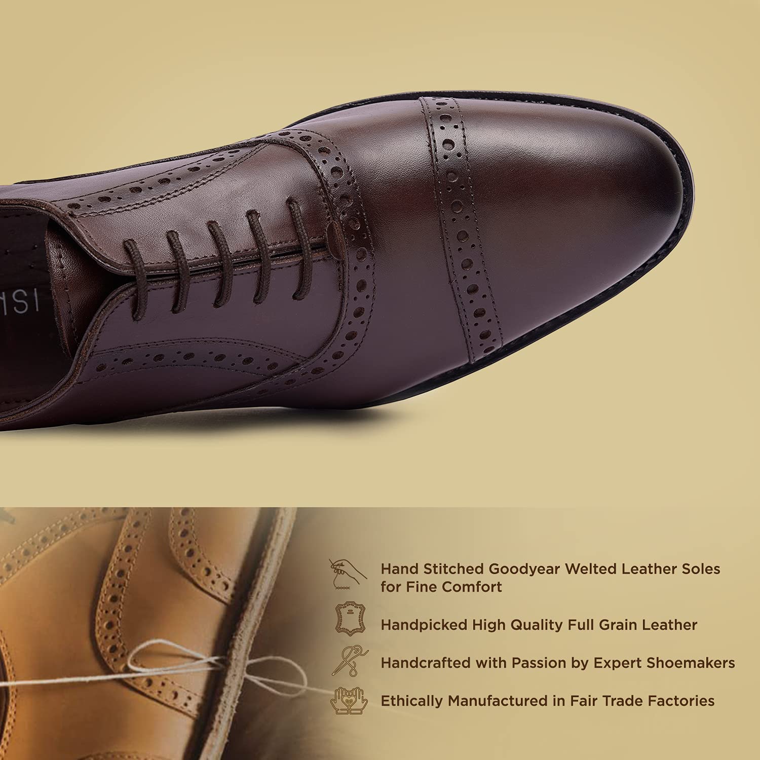 Premium Genuine Leather Oxford Dress Shoes for Men - Goodyear Welted Cap Toe Formal Shoes | Handcrafted Luxury Leather Sole Wedding & Business Shoes | Perfect for Office, Ceremonies & Special Occasions