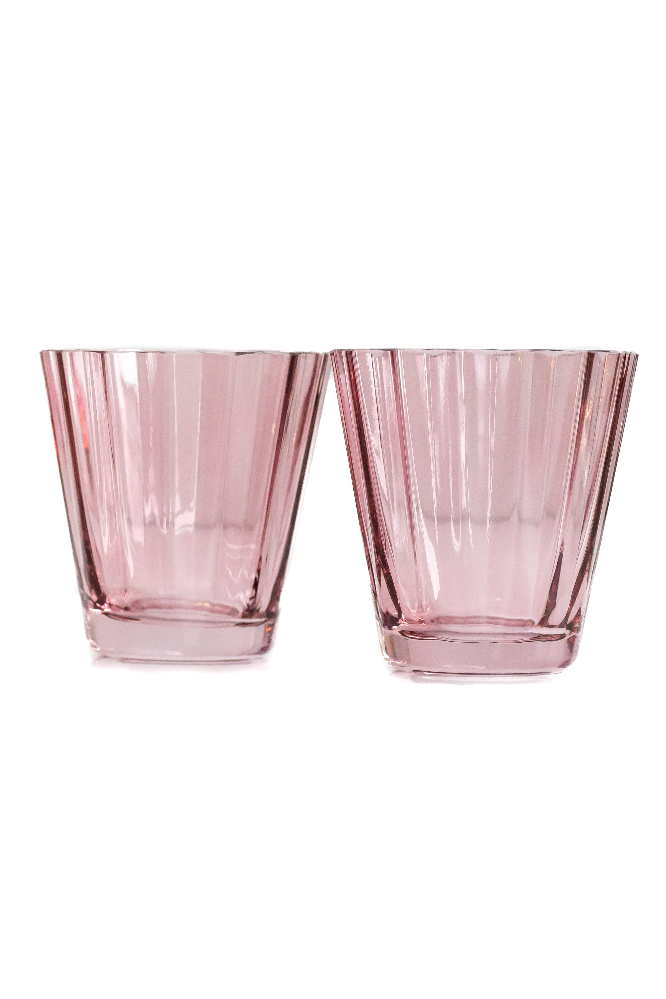 Estelle Colored Sunday Lowball Glasses Set of 2 - Rose Pink Cocktail Tumblers for Iced Coffee, Juice & Summer Drinks | Elegant Barware for Home & Parties