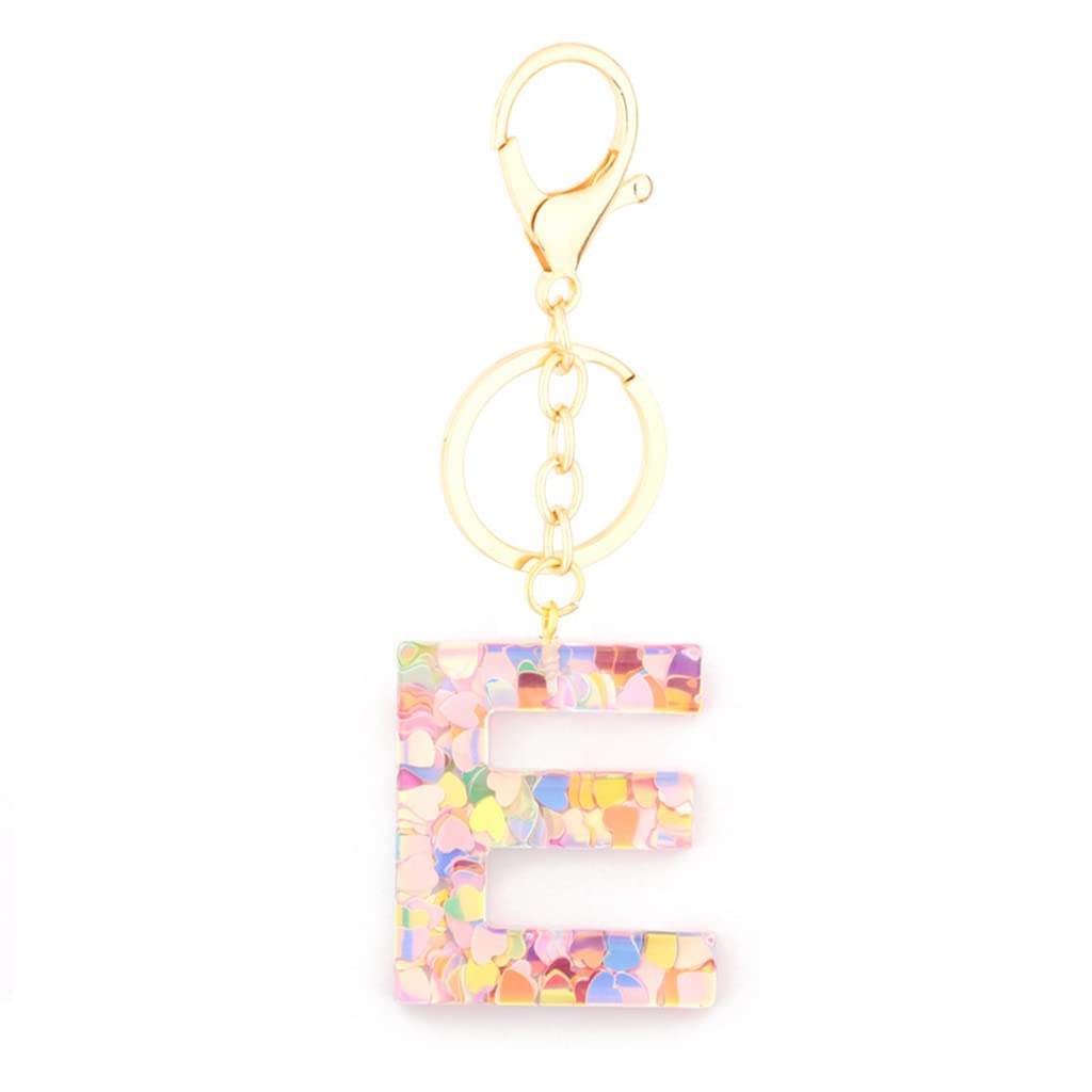 Personalized A-Z Alphabet Resin Keychain with Clear Heart Sequins - Custom Initial Letter Key Ring for Women, Bag Charms & Purse Accessories - Perfect for Gifts, Keychains, and Everyday Style