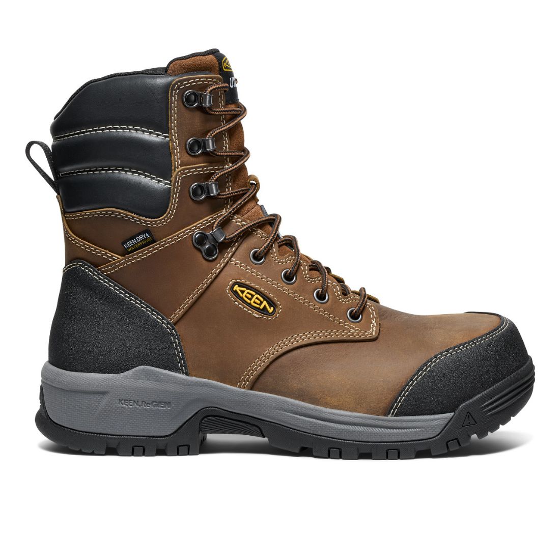 **Keen Evanston Men's Waterproof Composite Toe Work Boots - Size 8, Brown (Model 1029670) - Durable Safety Shoes for Construction, Hiking & Outdoor Work**