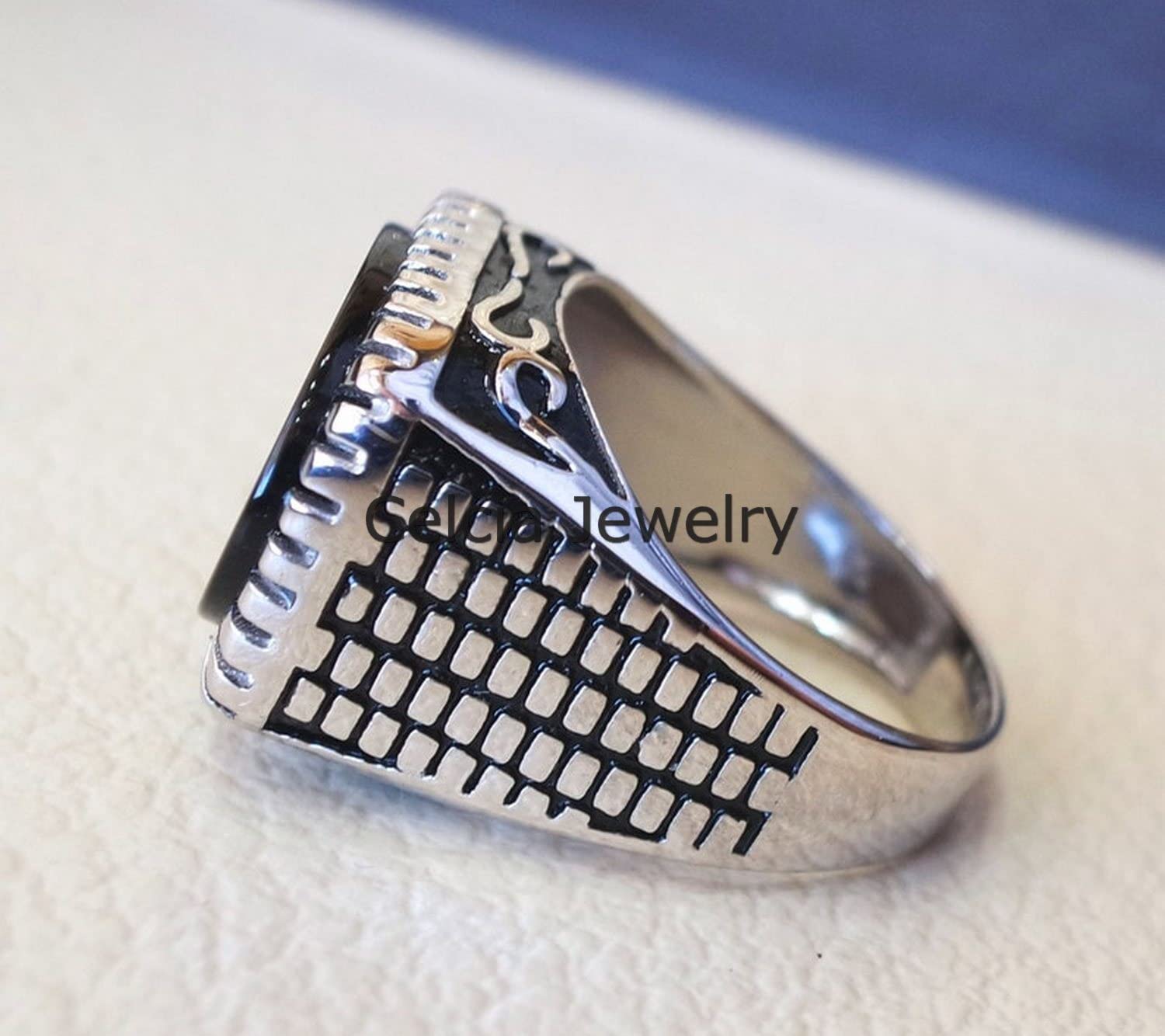 Natural Black Onyx Oval Flat Gemstone Men's Signet Ring - 925 Sterling Silver Statement Ring for Boyfriend, Engagement & Wedding Gifts - Elegant Jewelry for Special Occasions, Date Nights & Formal Events
