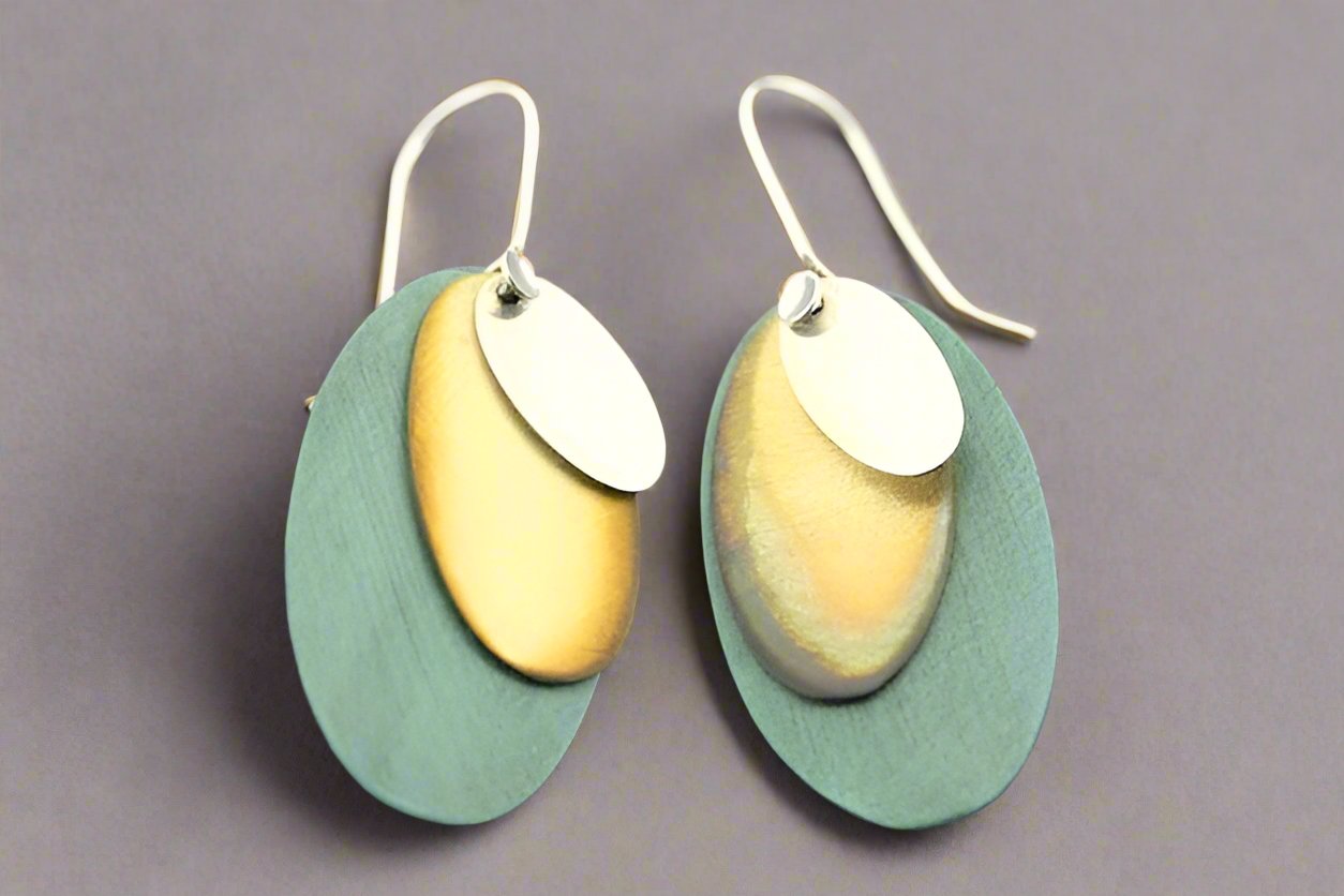 Handmade Copper Patina, Brass & Silver Disc Earrings - Boho Chic Dangle Earrings for Women - Perfect for Parties, Weddings & Everyday Wear