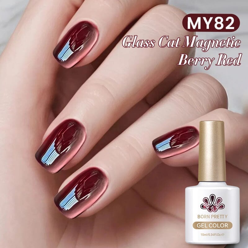 Water Light Cat Magnetic Gel Polish MY82 Berry Red 10ml - Long Lasting Nail Polish for Salon & Home Manicure - Perfect for Parties, Weddings & Special Occasions