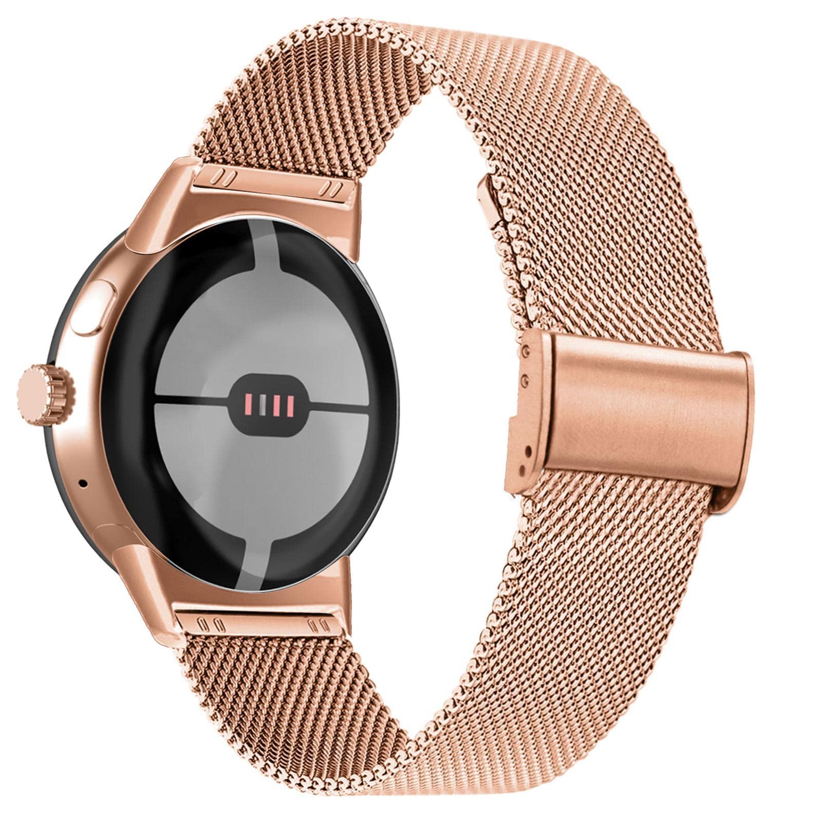 Abanen Stainless Steel Metal Mesh Replacement Band for Google Pixel Watch - Tool-Free Adjustable Clasp - Perfect for Workouts, Office & Everyday Wear