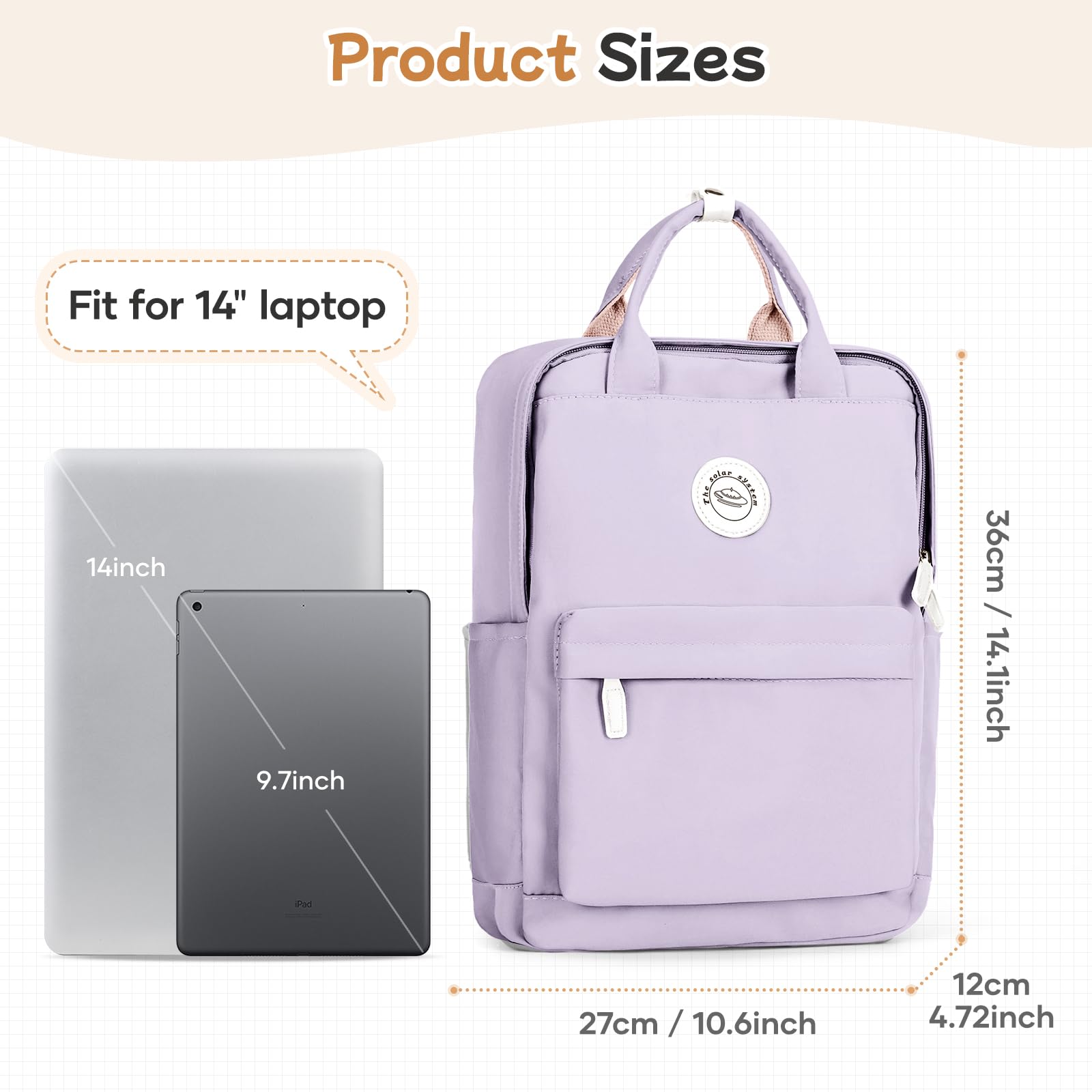 SUWASP Small Waterproof Backpack for Women & Men - Lightweight School Bookbag for Middle/High School & College - Mini Classic Travel Daypack for Teens & Adults - Casual Use for Daily Commute, Hiking & Outdoor Activities - Purple