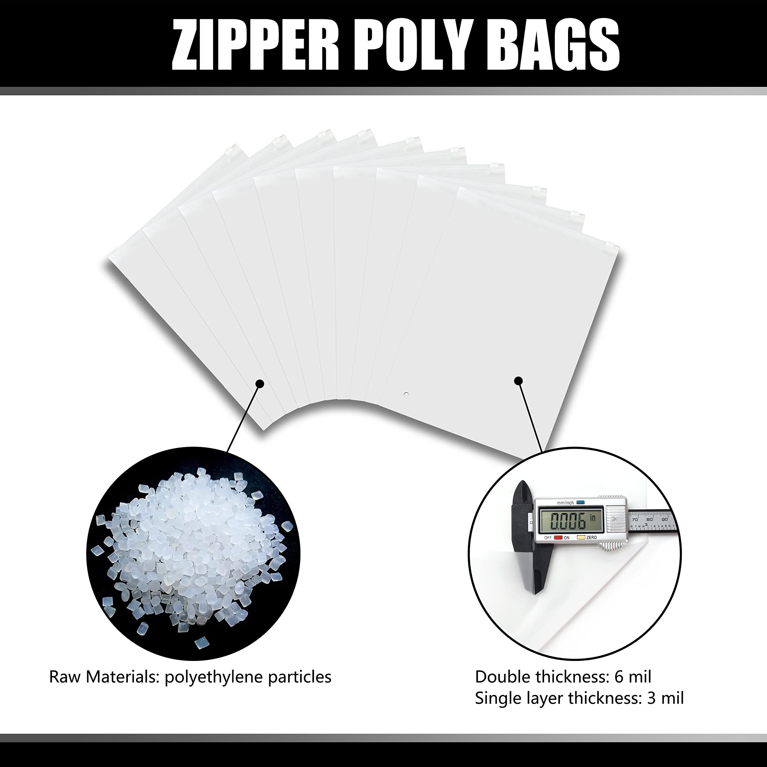 YACEYACE 100Pcs 7x9 Inch Frosted Zipper Poly Bags - Resealable Plastic Packaging Bags for Clothing, Shirts & Retail | Perfect for Online Sales, Storage & Gift Packaging