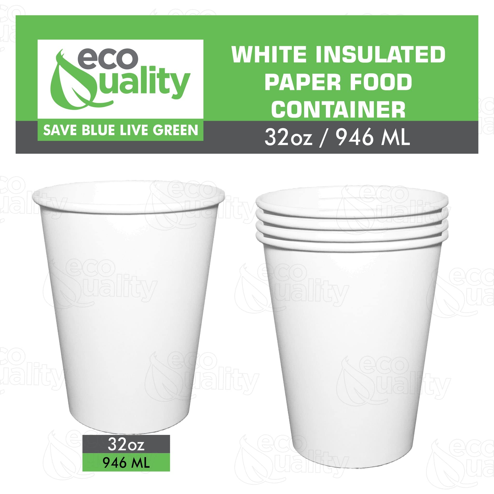 Eco-Friendly Disposable 32oz White Paper Soup Containers - Microwave & Freezer Safe Food Storage Bowls for Ice Cream, Frozen Yogurt, Desserts - Bulk Pack of 200 - Perfect for Takeout, Parties & Catering Events