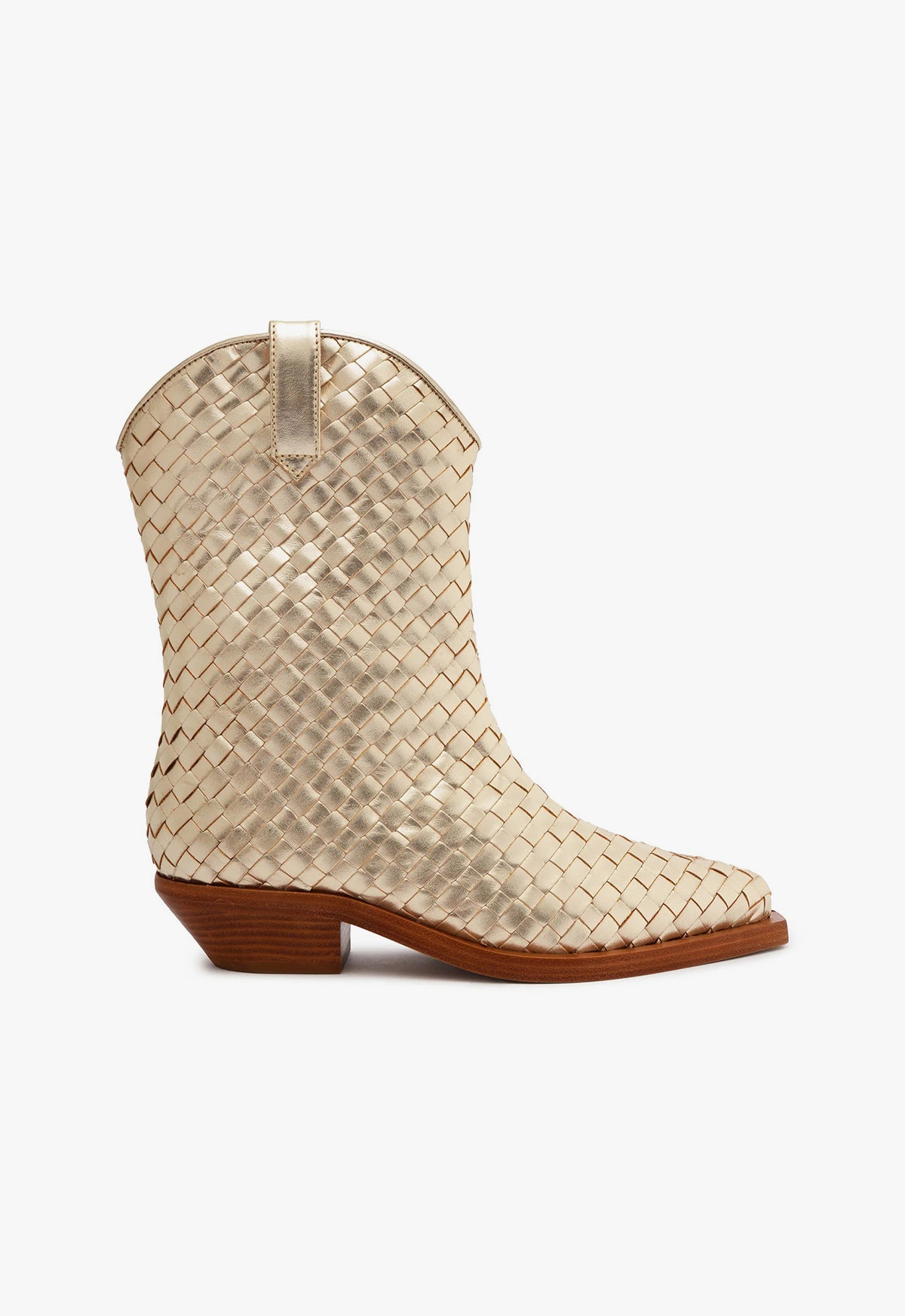 Cicera Women's Woven Metallic Leather Ankle Booties - Stylish Pointed Toe Booties for Fall/Winter, Office, Party & Night Out