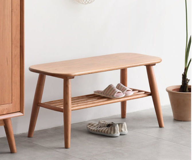Solid Oak Wood Shoe Bench - Sturdy Entryway Storage with Seat | Perfect for Hallway, Mudroom & Bedroom Organization