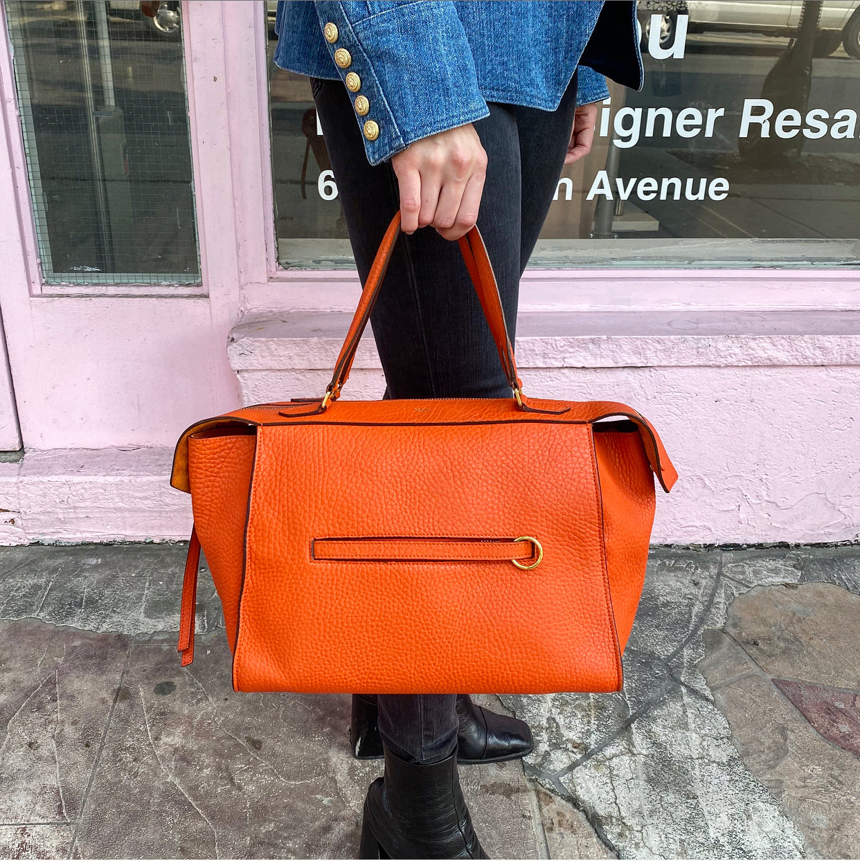 Celine Small Ring Bag in Orange Grained Leather - Luxury Crossbody Purse for Women, Perfect for Date Night & Evening Events
