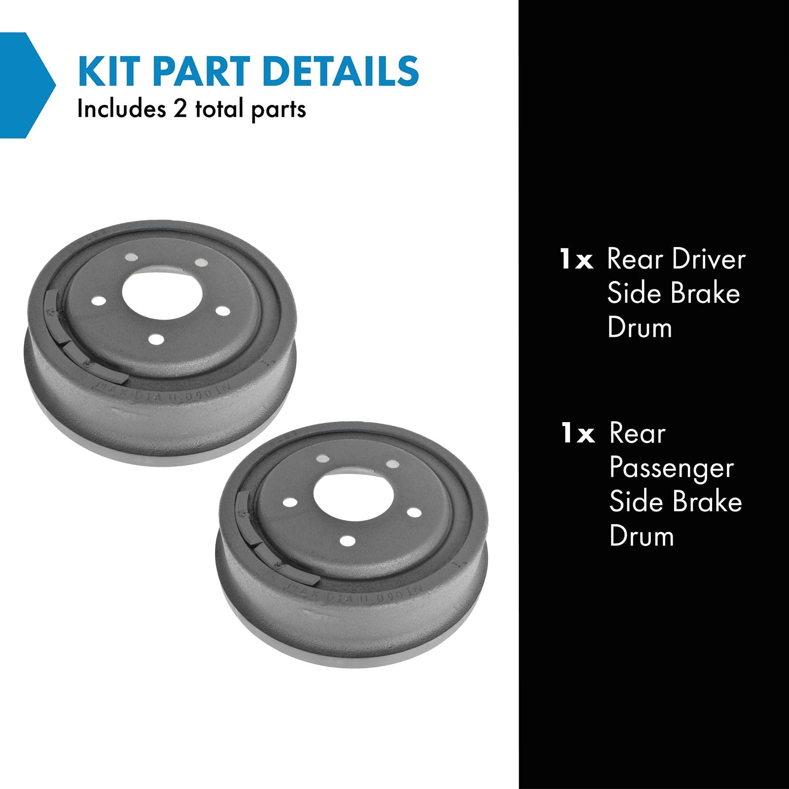 Rear Brake Drum Pair Set for Ford Bronco F150 E150 - High Performance Replacement Brake Drums for Smooth Stopping - Perfect for Off-Roading, Towing & Daily Driving