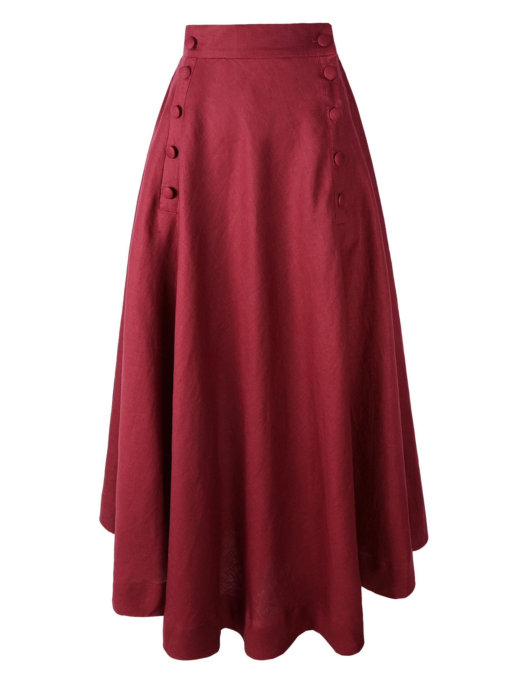 Vintage Edwardian Linen Skirt - Women's Suffragette Style High Waist Flowy Midi Skirt for Historical Reenactment & Tea Parties