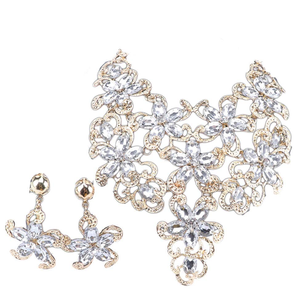African Beads Jewelry Sets for Women - Crystal Statement Bridal Necklace & Earrings Set | Perfect for Weddings, Parties & Special Occasions