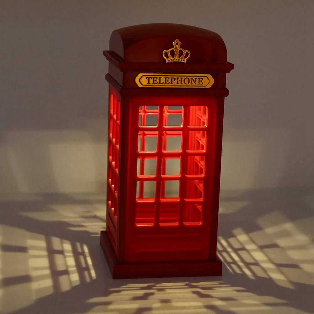 Retro Telephone Booth Night Light - Dimmable Touch Sensor LED Desk Lamp, Warm Yellow Light for Nursery, Living Room & Bedroom | Perfect for Kids' Rooms, Home Decor & Cozy Ambiance